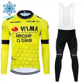 Cykeltøj Langærmet + Bib Cykelbukser Vinter 2024 Jumbo-Visma Lease A Bike Gul